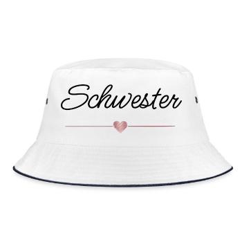 Schwester Herz Geschenk Familie Liebe - Bucket Hat - Weiß/Navy - Vorne