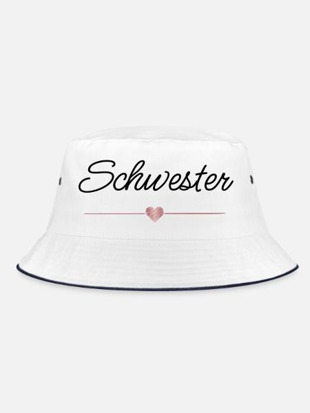 Schwester Herz Geschenk Familie Liebe - Bucket Hat - Weiß/Navy