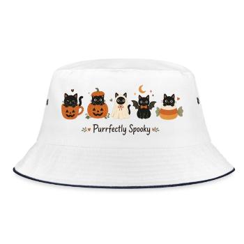 Katzen Halloween - Bucket Hat - Weiß/Navy - Vorne