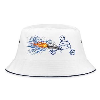 Funny Stickman Rocket Bike – Turbojet-Motor - Bucket Hat - Weiß/Navy - Vorne