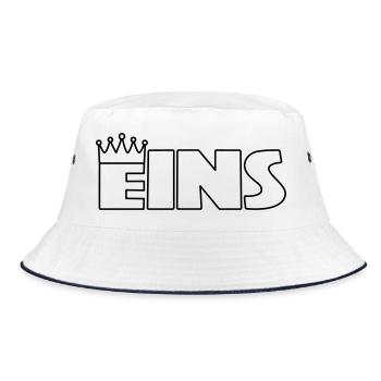 Eins mit Krone zum Ausmalen - Bucket Hat - Weiß/Navy - Vorne