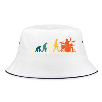 Schlagzeug Evolution – Drummer Herzschlag - Bucket Hat - Weiß/Navy - Vorne