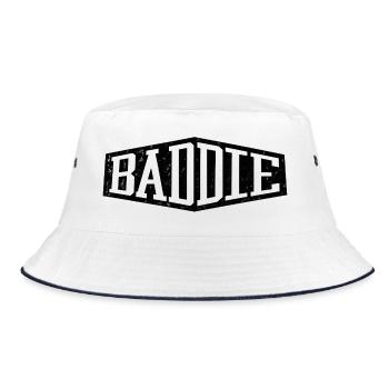 Baddie böses Mädchen - Bucket Hat - Weiß/Navy - Vorne