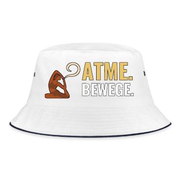 Atme. Bewege. – Rutschfeste Yoga-Fans – Yoga. - Bucket Hat - Weiß/Navy - Vorne
