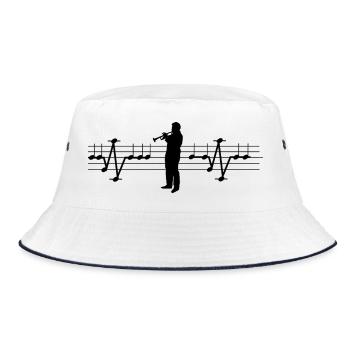 Trompete EKG mit Musiknoten Herzschlag Trompeter - Bucket Hat - Weiß/Navy - Vorne