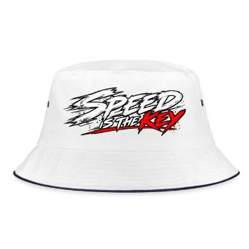 EK-Spruch: Speed is the key - Bucket Hat - Weiß/Navy - Vorne