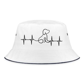 Hund EKG Herzschlag - Bucket Hat - Weiß/Navy - Vorne