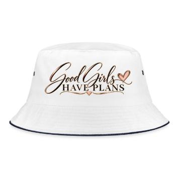 Good Girl‘s Have Plans - Bucket Hat - Weiß/Navy - Vorne