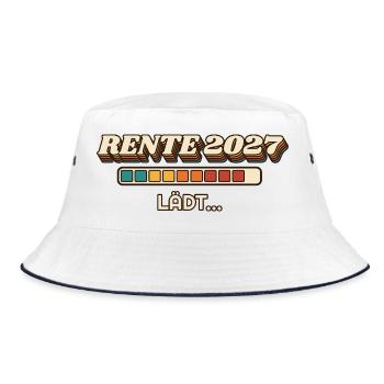 Rente 2027 lädt - Retro Ladebalken - Bucket Hat - Weiß/Navy - Vorne