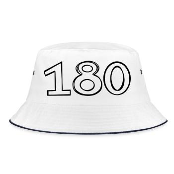 Zahl 180 handgezeichnet - Bucket Hat - Weiß/Navy - Vorne