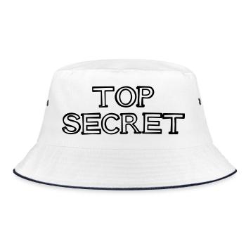 TOP SECRET Schriftzug handgezeichnet - Bucket Hat - Weiß/Navy - Vorne