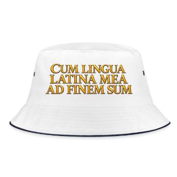 Lateinische Goldschrift Aufdruck - Bucket Hat - Weiß/Navy - Vorne