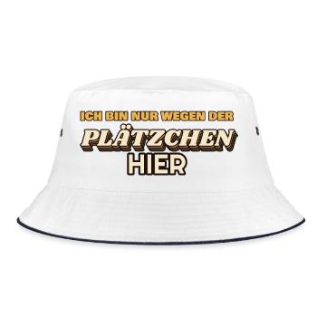 Nur wegen der Plätzchen hier - Weihnachten Retro - Bucket Hat - Weiß/Navy - Vorne
