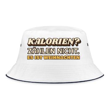 Kalorien zählen nicht - es ist Weihnachten - Bucket Hat - Weiß/Navy - Vorne