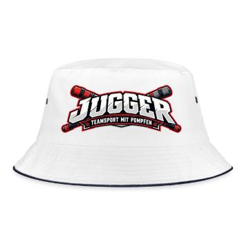 Jugger Teamlogo Banner RotSchwarz - Bucket Hat - Weiß/Navy - Vorne