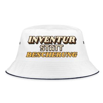 Inventur statt Bescherung - Lager Logistik - Bucket Hat - Weiß/Navy - Vorne