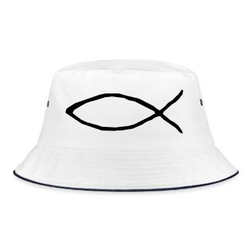 Christlicher Fisch - Bucket Hat - Weiß/Navy - Vorne