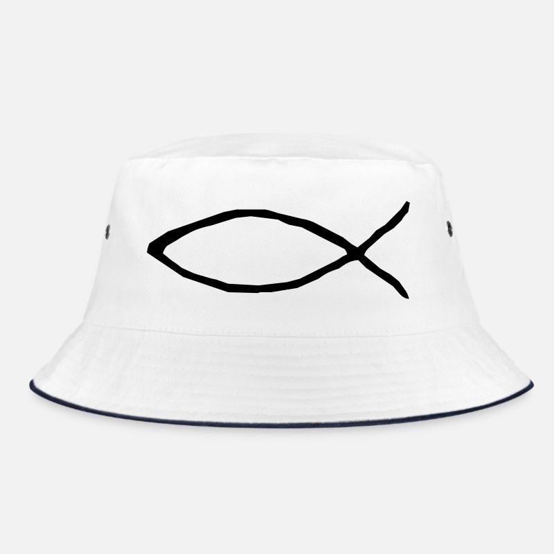 Christlicher Fisch - Bucket Hat - Weiß/Navy