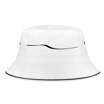 thin stroke swing curve underline line - Bucket Hat - white/navy - Front