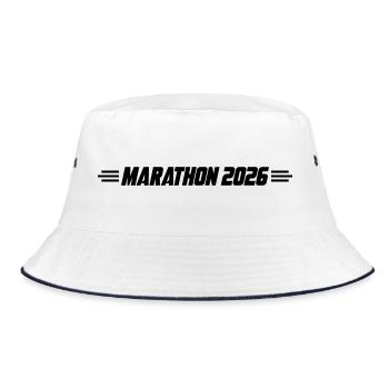 Marathon 2026 - Bucket Hat - Weiß/Navy - Vorne