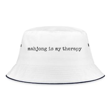 Mahjong ist meine Therapie. Lustiger Mahjong - Bucket Hat - Weiß/Navy - Vorne