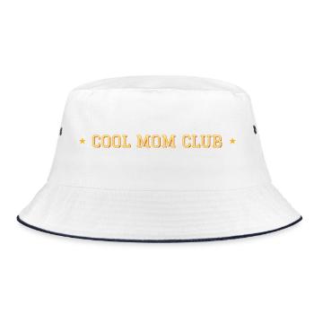 Cool Mom Club – Brustprint College Schrift - Bucket Hat - Weiß/Navy - Vorne