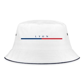 Lyon - Frankreich - France - Balken - Tricolore - Bucket Hat - Weiß/Navy - Vorne