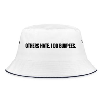 ANDERE HASSEN. ICH MACHE PURBEES. - Bucket Hat - Weiß/Navy - Vorne