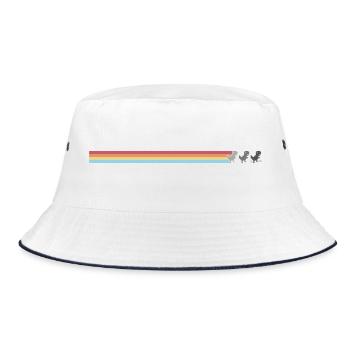 Pastel Stripes Cat Silhouettes - Bucket Hat - white/navy - Front