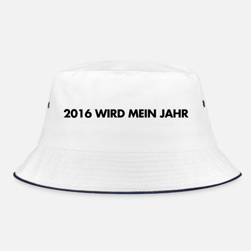 2016 wird mein Jahr -  Deutsche Memes - Bucket Hat - Weiß/Navy