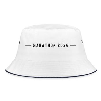 Marathon 2026 Schriftzug - Bucket Hat - Weiß/Navy - Vorne