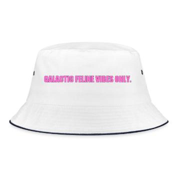 Galaktische Katzen-Vibes - Bucket Hat - Weiß/Navy - Vorne