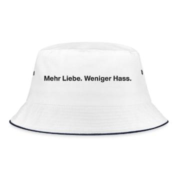 Liebe statt Hass Peace Statement Motiv - Bucket Hat - Weiß/Navy - Vorne