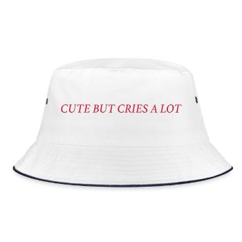 cute but cries a lot (rot) - Bucket Hat - Weiß/Navy - Vorne