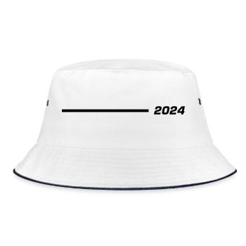 2024 Jahreszahl Linie Schwarz - Bucket Hat - Weiß/Navy - Vorne