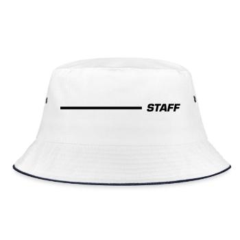 Staff Schriftzug Linie Schwarz - Bucket Hat - Weiß/Navy - Vorne