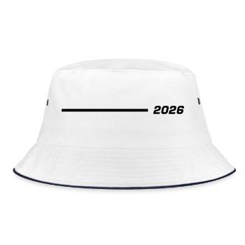 2026 Jahreszahl Linie Schwarz - Bucket Hat - Weiß/Navy - Vorne