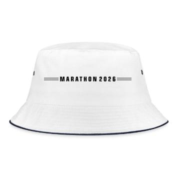 Marathon 2026 Linie - Bucket Hat - Weiß/Navy - Vorne