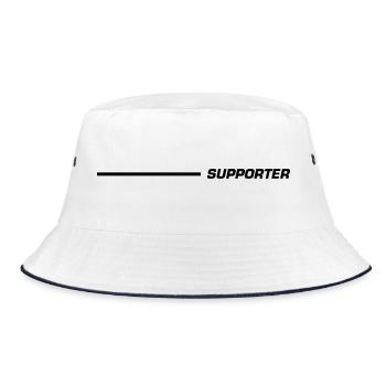 Supporter Schriftzug Linie Schwarz - Bucket Hat - Weiß/Navy - Vorne