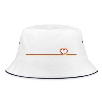 Deutschland Banner mit Herz - dezentes Motiv vorne - Bucket Hat - Weiß/Navy - Vorne