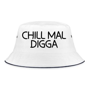 Chill mal Digga - Bucket Hat - Weiß/Navy - Vorne