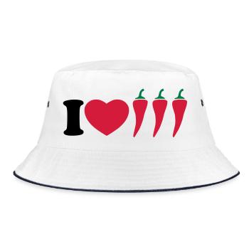 I love chilli - Bucket Hat - white/navy - Front