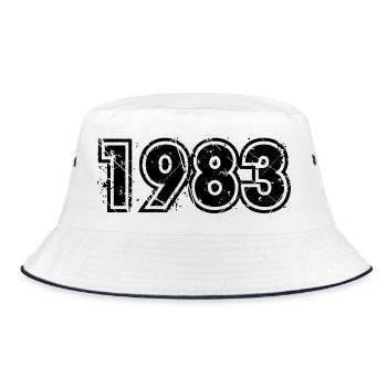 Jahrgang 1983 - Bucket Hat - white/navy - Front