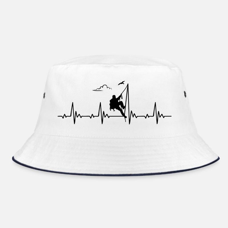 Mountaineering Climbing Heartbeat Frequency Pulse - Bucket Hat - white/navy