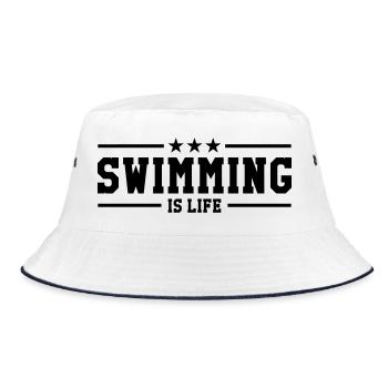 swimming is life ! - Bucket Hat - Weiß/Navy - Vorne