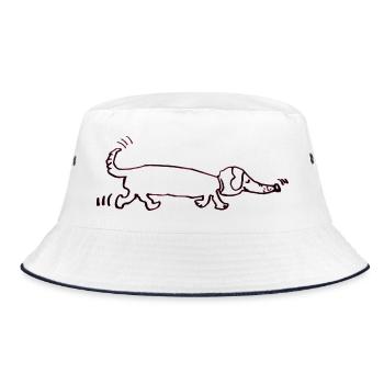 funny dachshund, dachshund, dog, dachshund - Bucket Hat - white/navy - Front