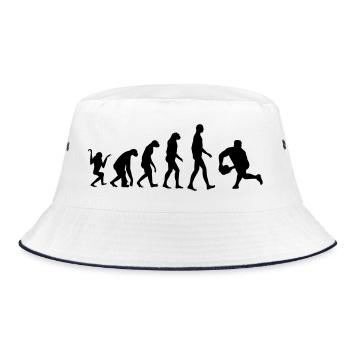 Rugby - Rugbyman - Sport - Fighter - Fight - Bucket Hat - Weiß/Navy - Vorne