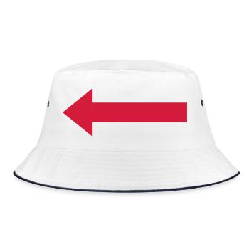 Red arrow to the left - Bucket Hat - white/navy - Front