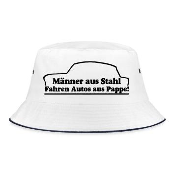  , Männer aus Stahl..., DDR Kult (25) - Bucket Hat - Weiß/Navy - Vorne