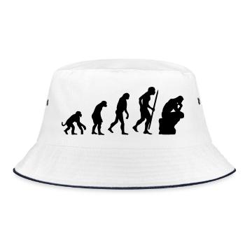 Evolution of the thinker philosophy, philosopher - Bucket Hat - white/navy - Front